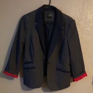 Navy blue white polka dots blazer size large